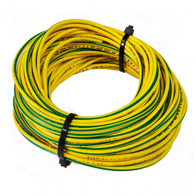 Cable Unipolar 6mm2 verde amarillo por 25 Metros