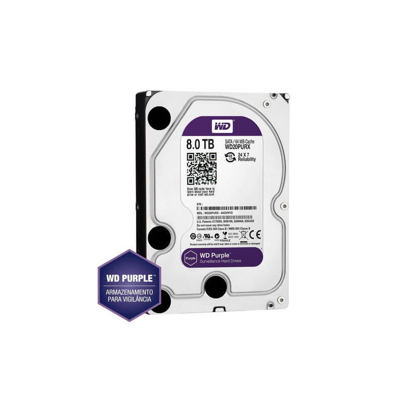 Disco rígido HDD WESTERN DIGITAL PURPLE 8TB SATA 3.5'' Disco rígido HDD WESTERN DIGITAL PURPLE 8TB SATA 3.5''