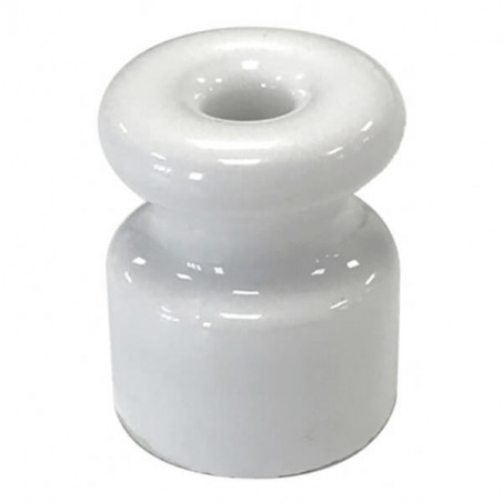 Aislador rienda porcelana blanca para antena 37x25 mm