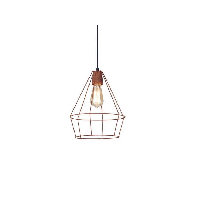 Colgante SAN JUSTO CARDALES jaula diamante para 1 luz E27 cobre Colgante SAN JUSTO CARDALES jaula diamante para 1 luz E27 cobre
