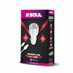 Cargador SOUL FAST CHARGE auto dual usb tipo C