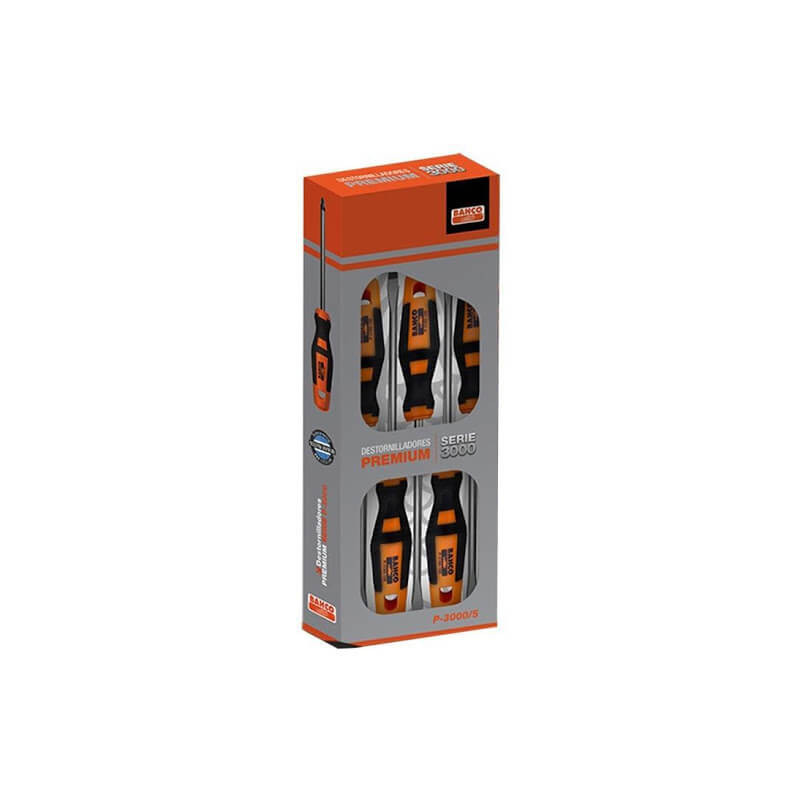 Set de destornilladores BAHCO premium 3000 puntas planas y philips 5 piezas
