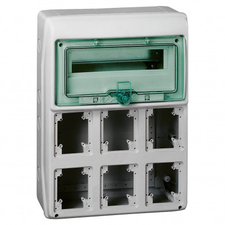 Caja SCHNEIDER minikaedra para tomas de seis aberturas de 12+1 módulos