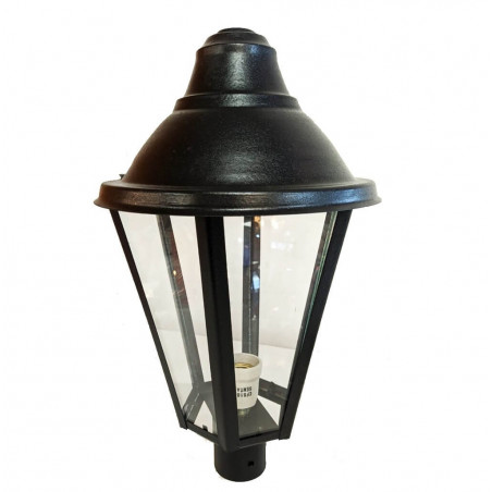 Farol POL-LUZ FA32 para poste chapa hexagonal negro