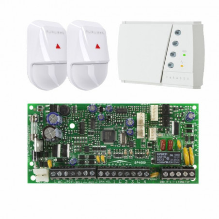 Kit alarma PARADOX SP4000 + 2 sensores nv5 + teclado k636 + sirena + trafo
