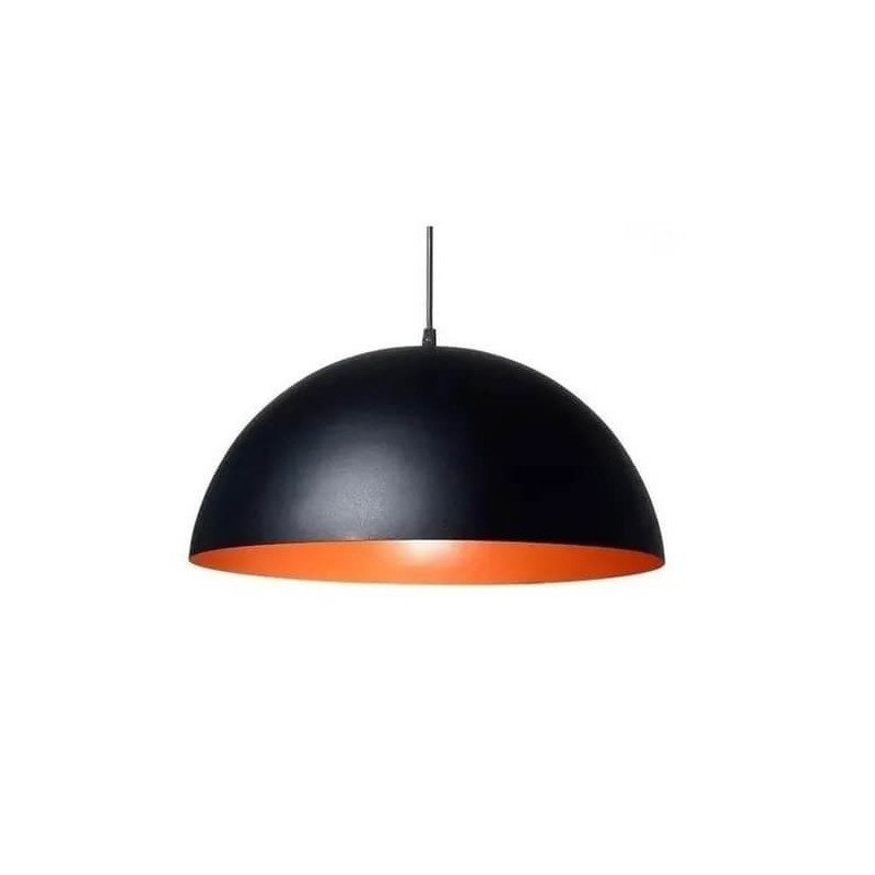 Colgante FERROLUX para 1 luz E27 chapa negro interior naranja