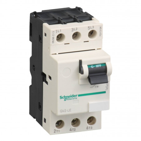 Guardamotor magnético schneider gv2l tripolar de 3x6.3a 100ka