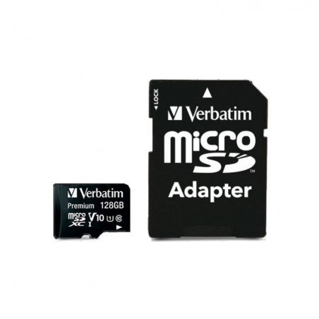 Memoria MicroSD VERBATIM PREMIUM 128GB clase 10 con adaptador