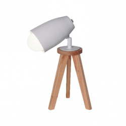 Lámpara de mesa carilux tripode e27 de madera paraiso cabezal blanco 33cm