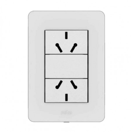 Llave 2 toma JELUZ Mito polarizado combinado 10A blanco