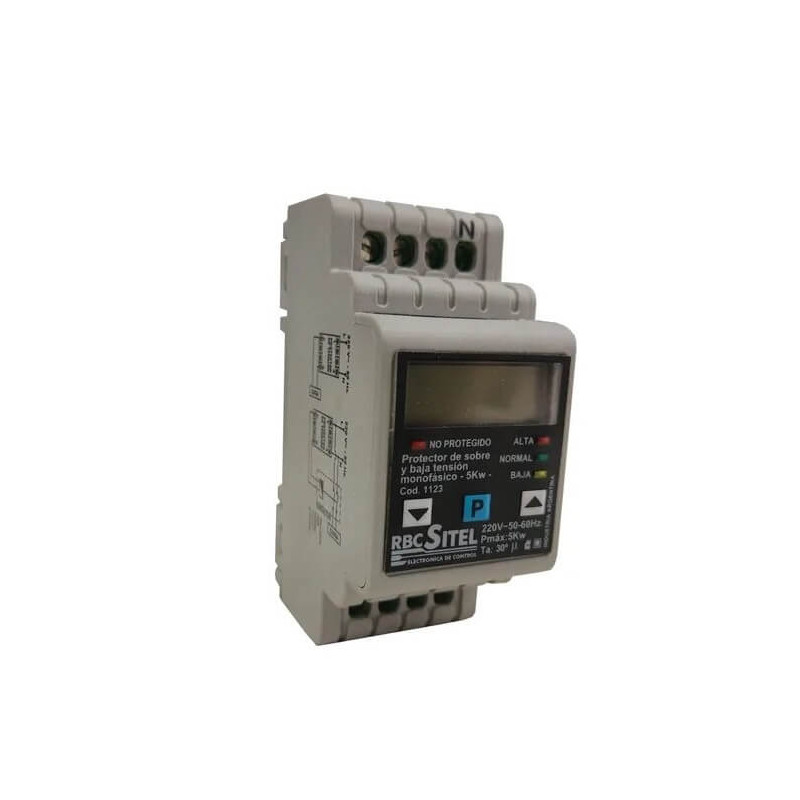 Protector De Sobre y Baja Tensión RBC-SITEL 1123 Monofásico 5kw Con display Programable