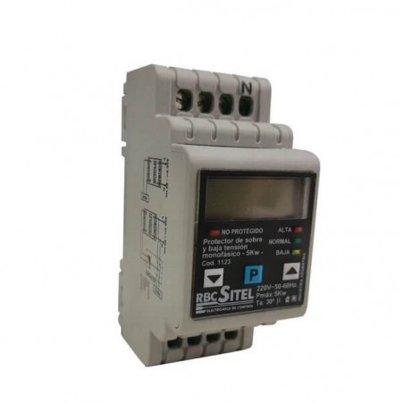 Protector De Sobre y Baja Tensión RBC-SITEL 1123 Monofásico 5kw Con display Programable