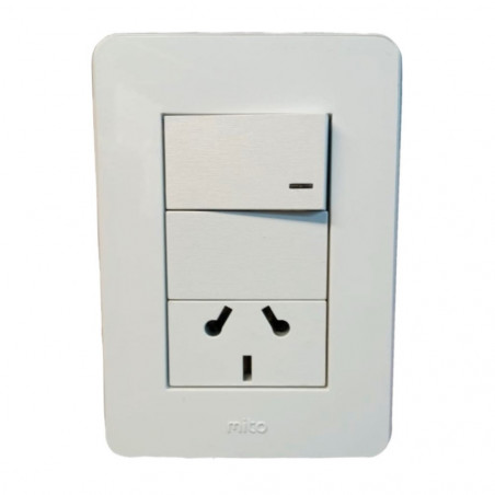 Llave de luz jeluz mito armada con 1 punto y un toma polarizado combinado de 10a blanco