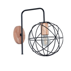 Aplique carilux a15 1 luz mini atomo madera paraíso negro