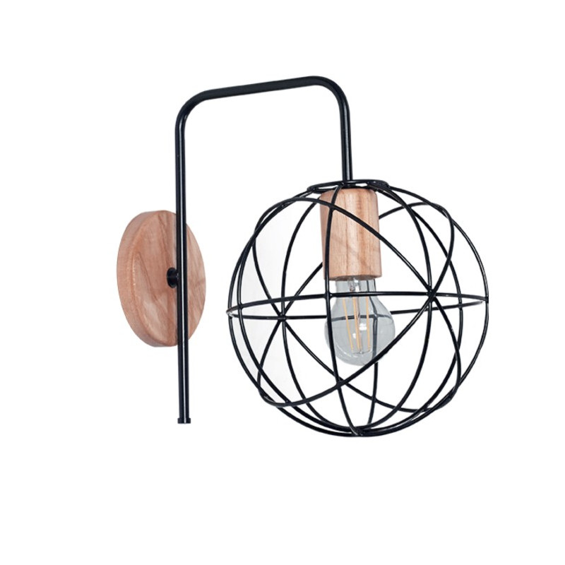 Aplique CARILUX MINI ATOMO para 1 luz E27 madera paraíso negro