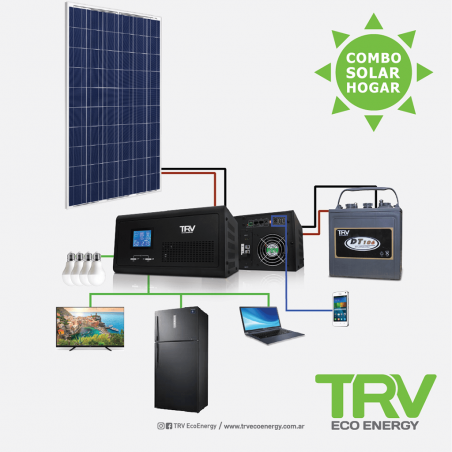 Kit 3 energia solar TRV off grid pantalla solar + inversor 24v 1600 + modo fotovoltaico 325wp