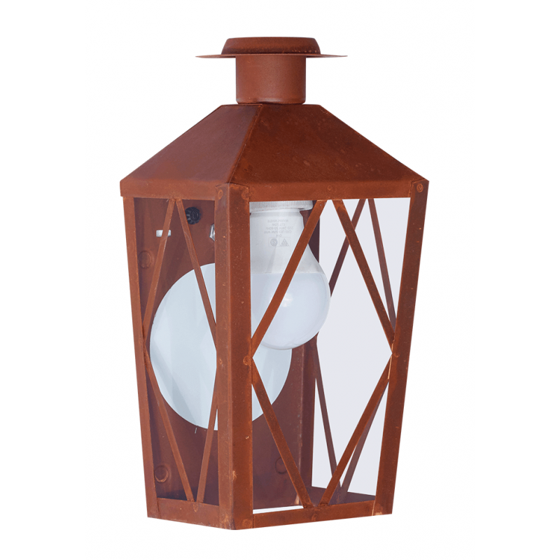 Farol SAN JUSTO MONSERRAT con reja y sombrero para 1 luz E27 oxidado Farol SAN JUSTO MONSERRAT con reja y sombrero para 1 luz E27 oxidado