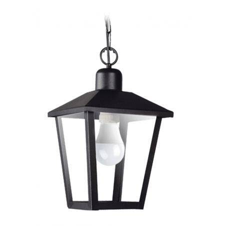 Farol SAN JUSTO TRAPEZOIDAL de colgar para 1 luz E27 con floron y cadena negro