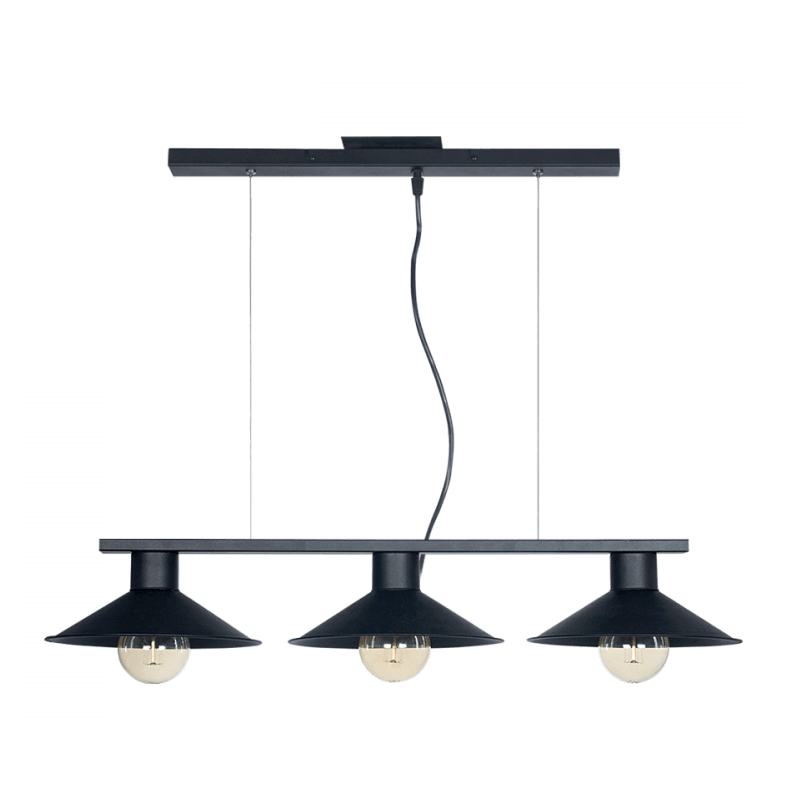 Colgante SAN JUSTO ENSENADA chapa para 3 luces E27 negro con regleta Colgante SAN JUSTO ENSENADA chapa para 3 luces E27 negro con regleta