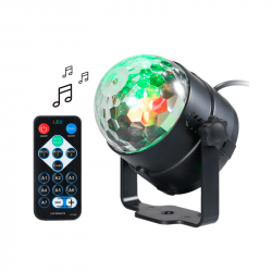 Mini bola disco led TBCin PARTY 3W RGB audiorítmica giratoria con control