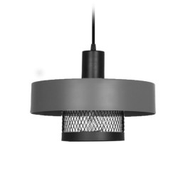 Colgante san justo balcarce 1 luz e27 pantalla chapa 30cms con malla combinado gris mate