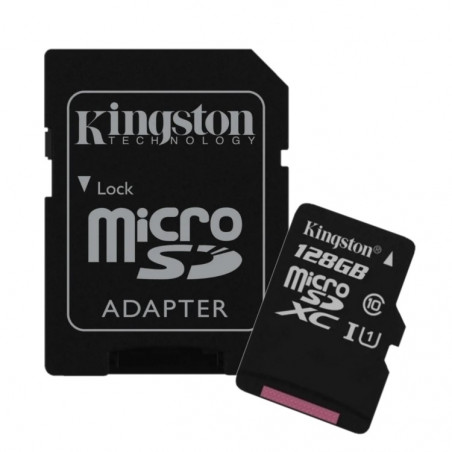 Memoria MicroSD KINGSTON SDCS/128GB 128GB clase 10 con adaptador