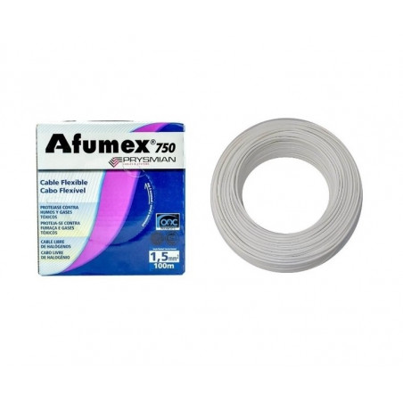 Rollo de cable unipolar prysmian afumex de 1,5mm2 x 100 metros