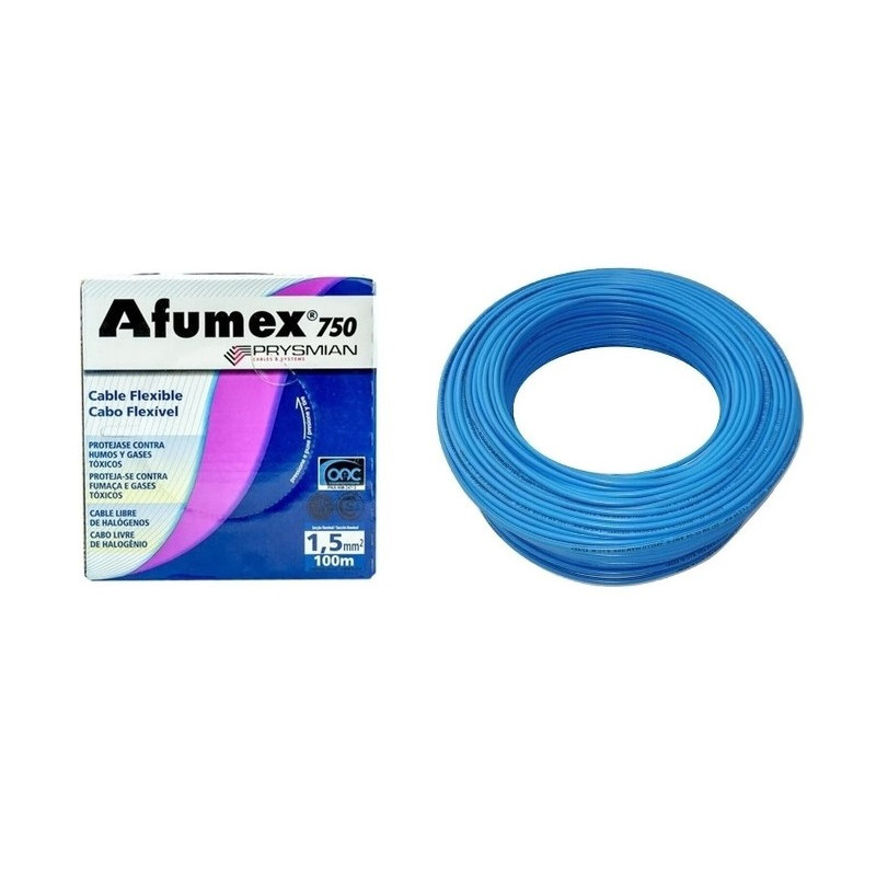Rollo de cable unipolar PRYSMIAN AFUMEX 1,5mm2 100 metros norma IRAM 2183-NM247-3