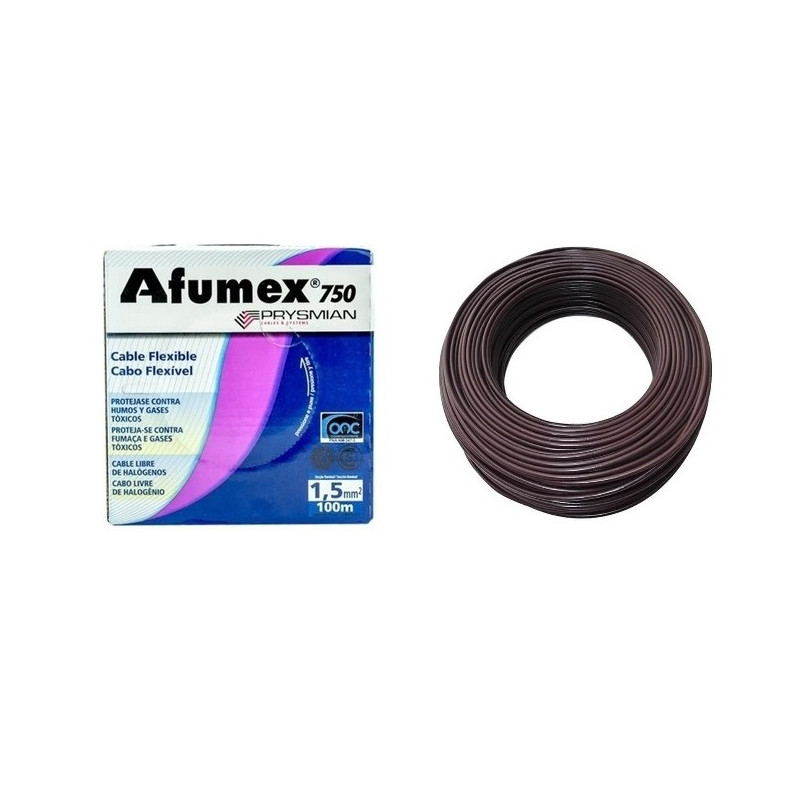 Rollo de cable unipolar PRYSMIAN AFUMEX 1,5mm2 100 metros norma IRAM 2183-NM247-3