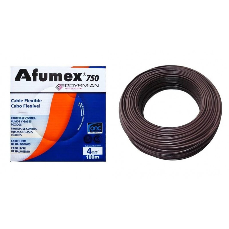 Rollo de cable unipolar PRYSMIAN AFUMEX 4mm2 100 metros norma IRAM 2183-NM247-3