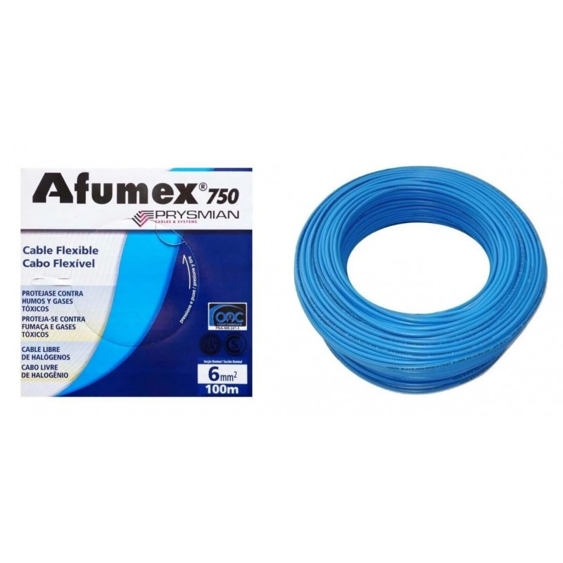 Rollo de cable unipolar PRYSMIAN AFUMEX 6mm2 100 metros norma IRAM 2183-NM247-3