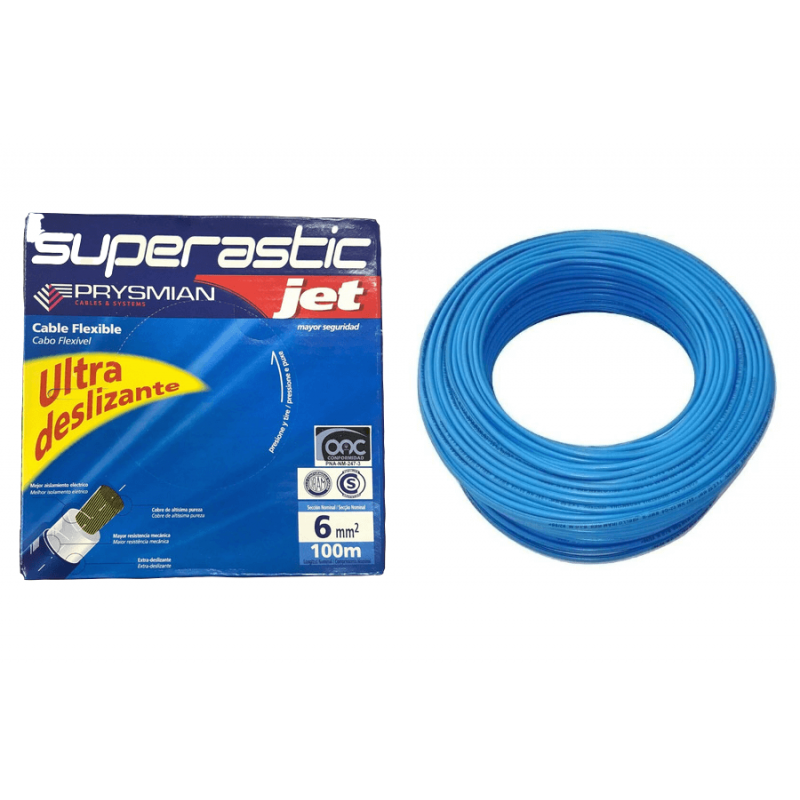 Rollo de cable unipolar PRYSMIAN SUPERASTIC JET 6mm2 100 metros norma IRAM 2183-NM247-3