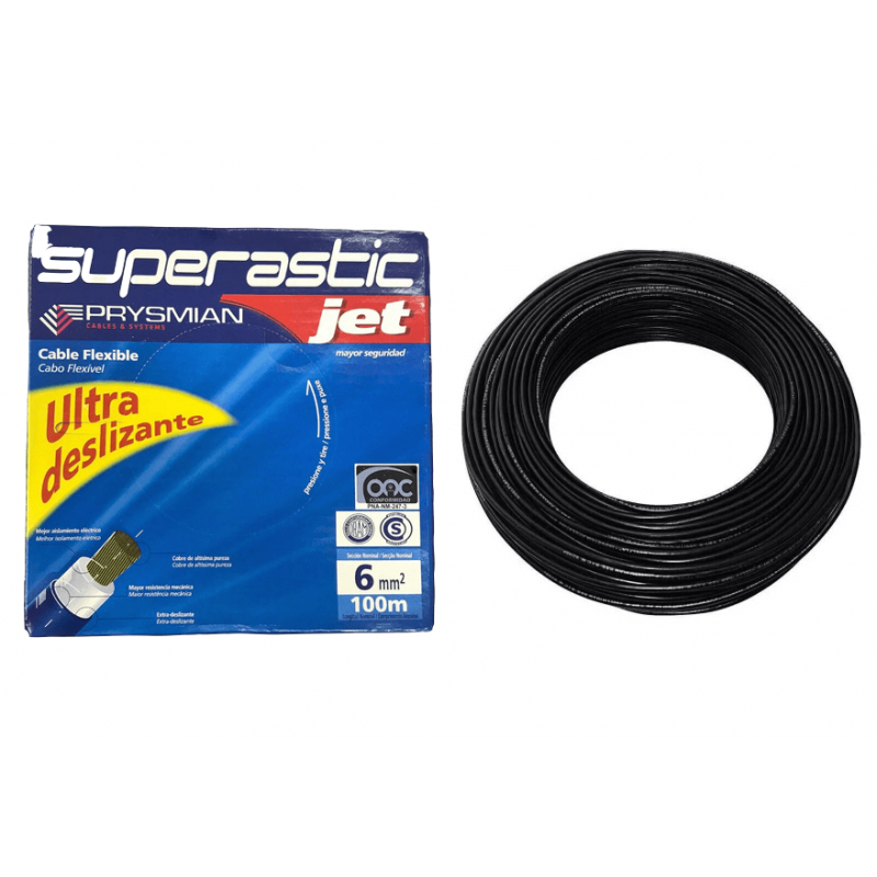 Rollo de cable unipolar PRYSMIAN SUPERASTIC JET 6mm2 100 metros norma IRAM 2183-NM247-3