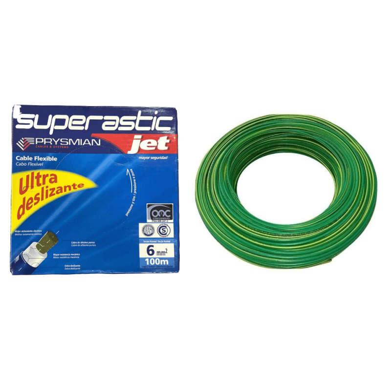 Rollo de cable unipolar PRYSMIAN SUPERASTIC JET 6mm2 100 metros norma IRAM 2183-NM247-3