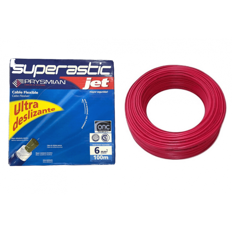 Rollo de cable unipolar PRYSMIAN SUPERASTIC JET 6mm2 100 metros norma IRAM 2183-NM247-3