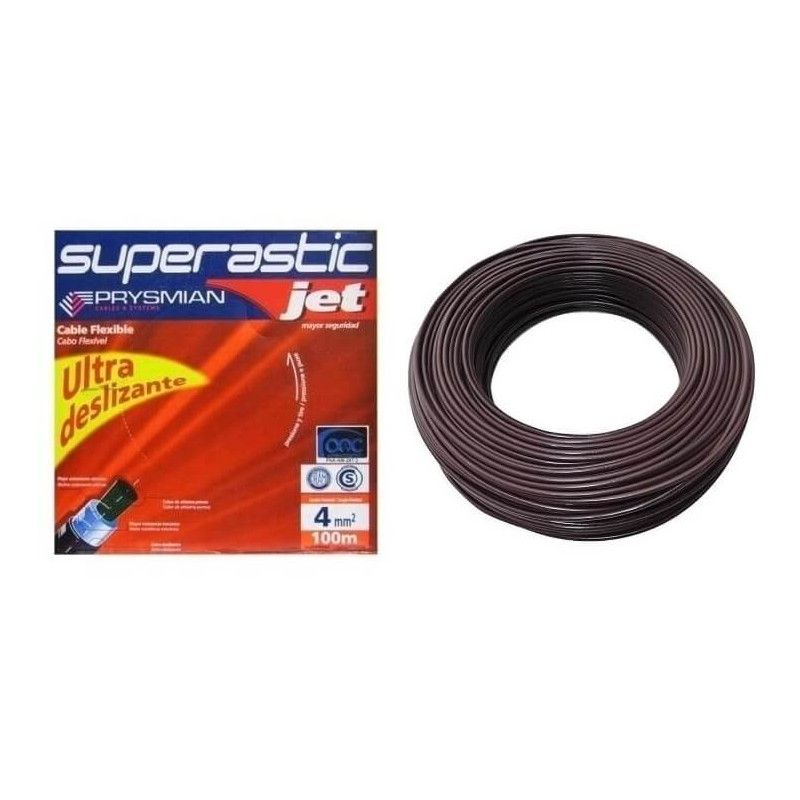 Rollo de cable unipolar PRYSMIAN SUPERASTIC JET 4mm2 100 metros norma IRAM 2183-NM247-3