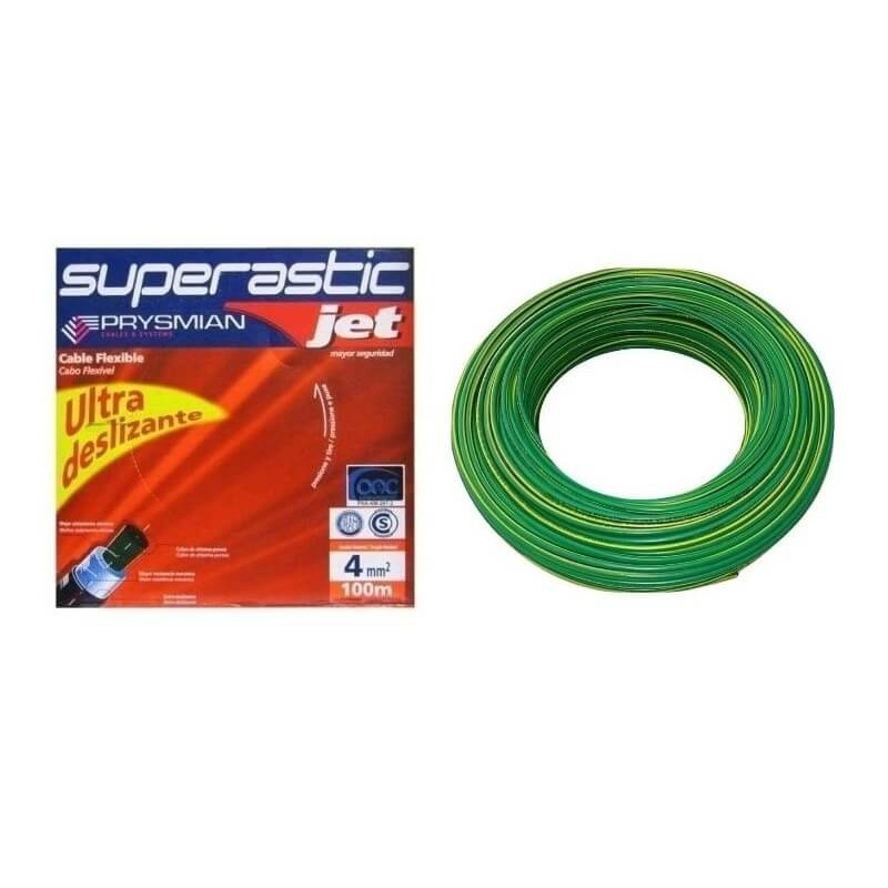 Rollo de cable unipolar PRYSMIAN SUPERASTIC JET 4mm2 100 metros norma IRAM 2183-NM247-3