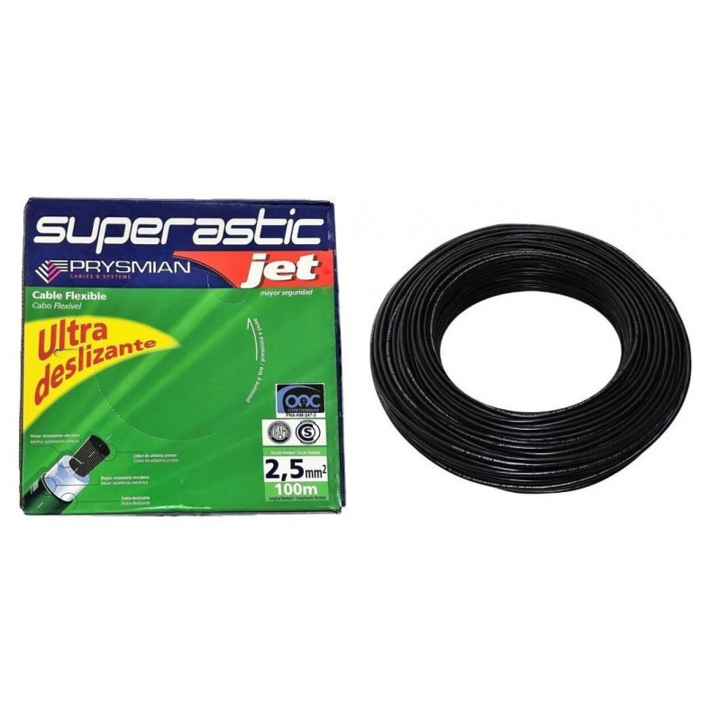 Rollo de cable unipolar PRYSMIAN SUPERASTIC JET 2,5mm2 100 metros norma IRAM 2183-NM247-3