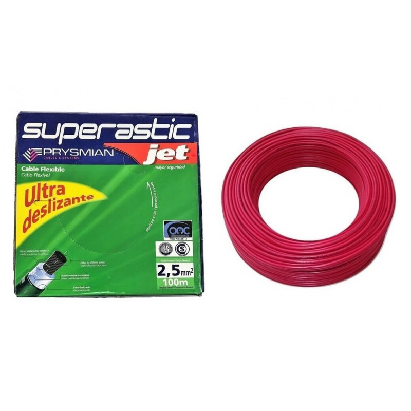 Rollo de cable unipolar PRYSMIAN SUPERASTIC JET 2,5mm2 100 metros norma IRAM 2183-NM247-3