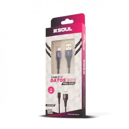 Cable usb SOUL full jean tipo c 1.m colores varios