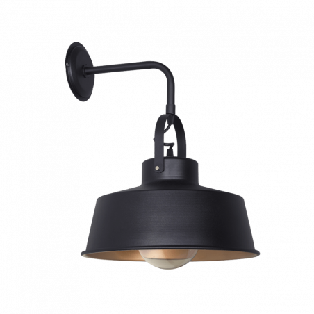 Aplique de pared SAN JUSTO RODEO de chapa con herradura/barral sin jaula negro 1 luz pantalla 33 cm