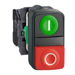 Pulsador schneider xb5al73415 doble verde/rojo saliente 1na+1nc plastico