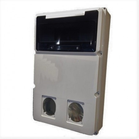 Caja SISTELECTRIC Q ENERGY de pvc IP65 para 12 módulos + 2 módulos toma encapsulado