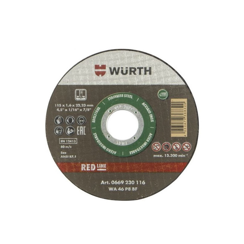 Disco de Corte WURTH rl Ac/Inox 115x1.6x22.2mm