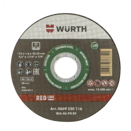 Disco de Corte WURTH rl Ac/Inox 115x1.6x22.2mm