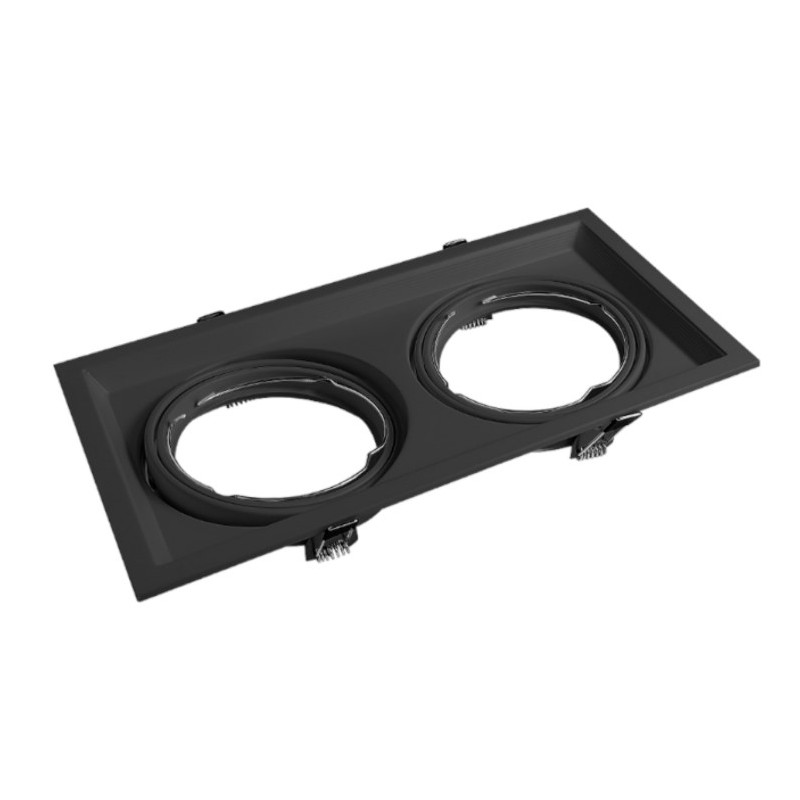 Artefacto de embutir MACROLED cardánico para 2 luces AR111 negro