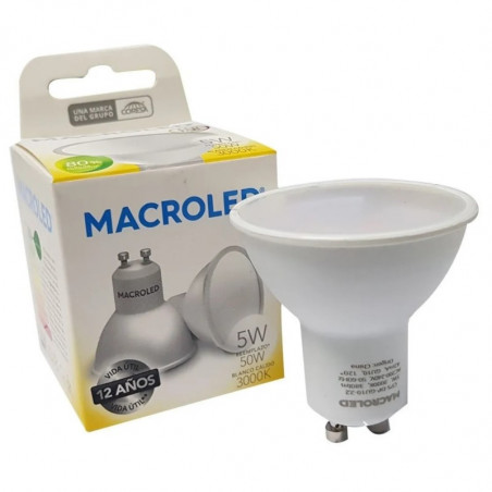 Lámpara led MACROLED eco dicroica GU10 5w 3000ºk luz blanco cálido