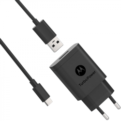 Cargador original MOTOROLA turbopower 18W USB-A a USB-C negro