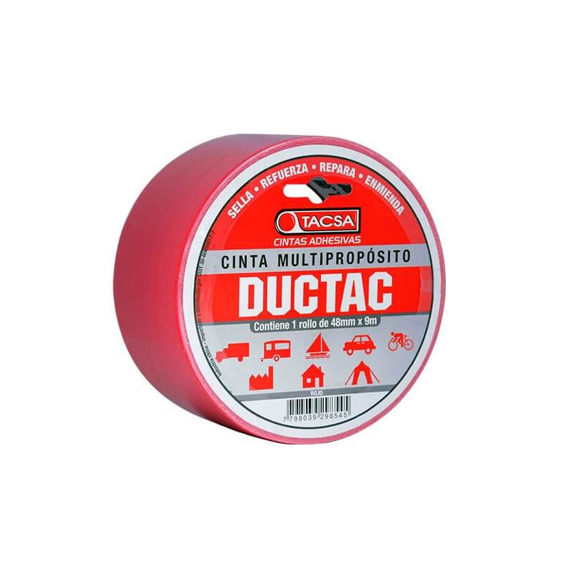 Cinta multiuso TACSA ductac L390 48mmx9mtx0.21mm rojo