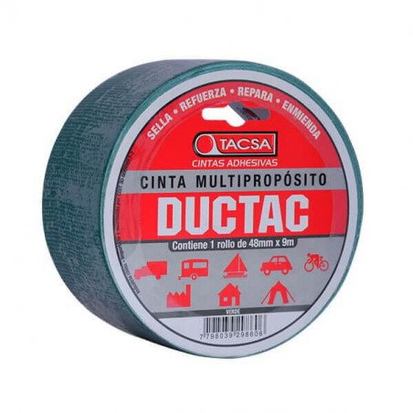 Cinta multiuso TACSA ductac L390 48mmx9mtx0.21mm verde